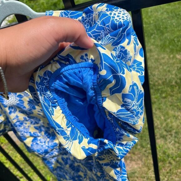 J Crew Button Front Puff Sleeve Blue Floral Twill Mini Dress NWT - Picture 7 of 9